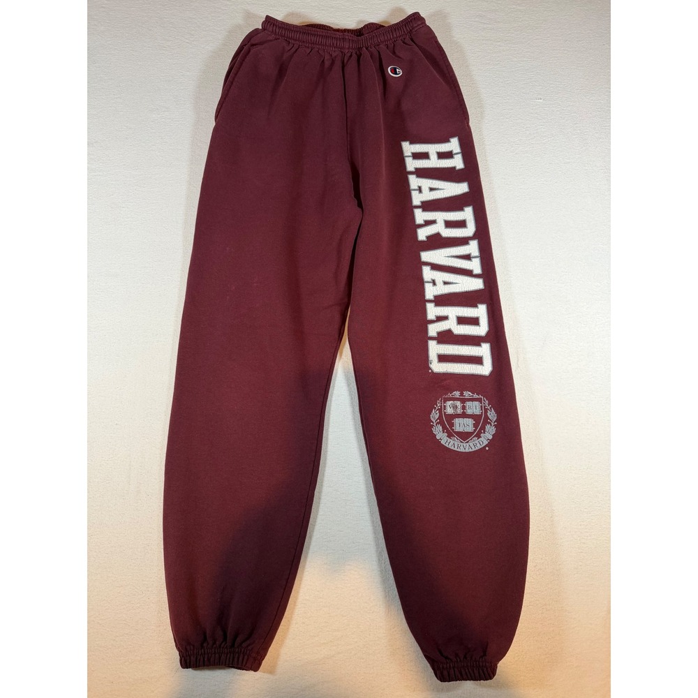 Champion Harvard University Eco Fleece Sweatpants Maroon Small Joggers Burgundy